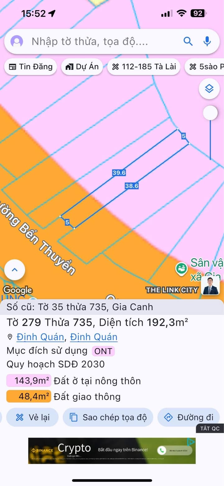 Đất thổ cư 195m² đường nhựa Gia Canh, Định Quán chỉ 1.1 tỷ - Cơ hội đầu tư tuyệt vời!