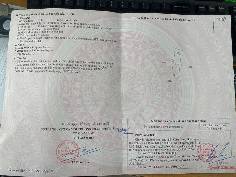 Đất nền thôn Lập Trí, xã Minh Trí, 123m² giá 3.075 tỷ - Đường ô tô vào tận nơi!