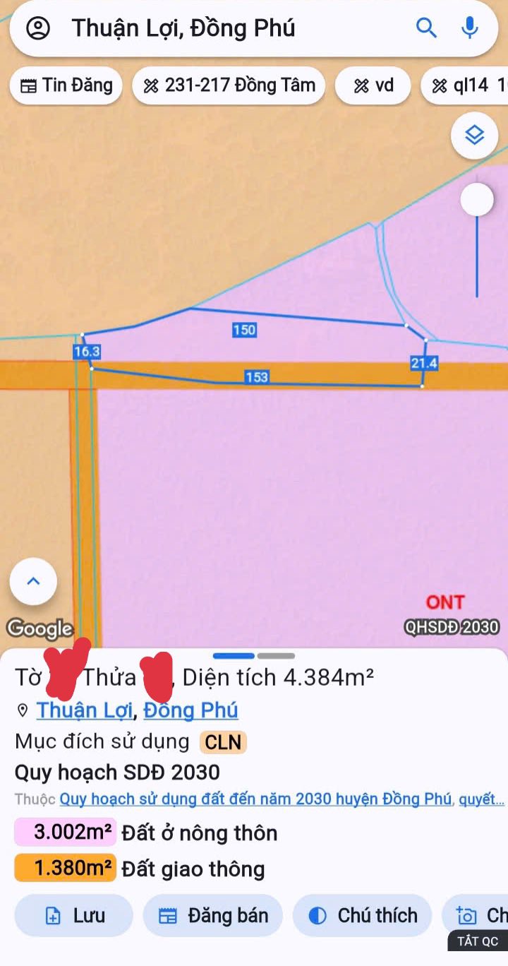 Đất trồng cây tràm Thuận Phú Đồng Phú 16200m² giá 500 triệu - Cơ hội đầu tư hấp dẫn!