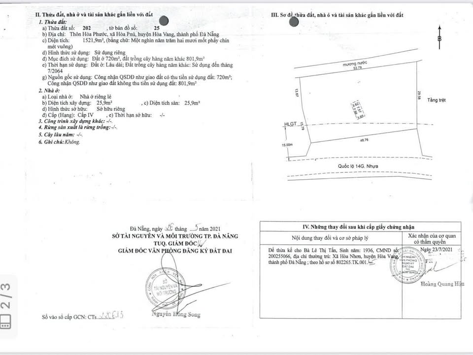 Đất mặt tiền Quốc Lộ 14G, Hòa Vang, Đà Nẵng 2000m² giá 7 tỷ - Cơ hội đầu tư hiếm có!