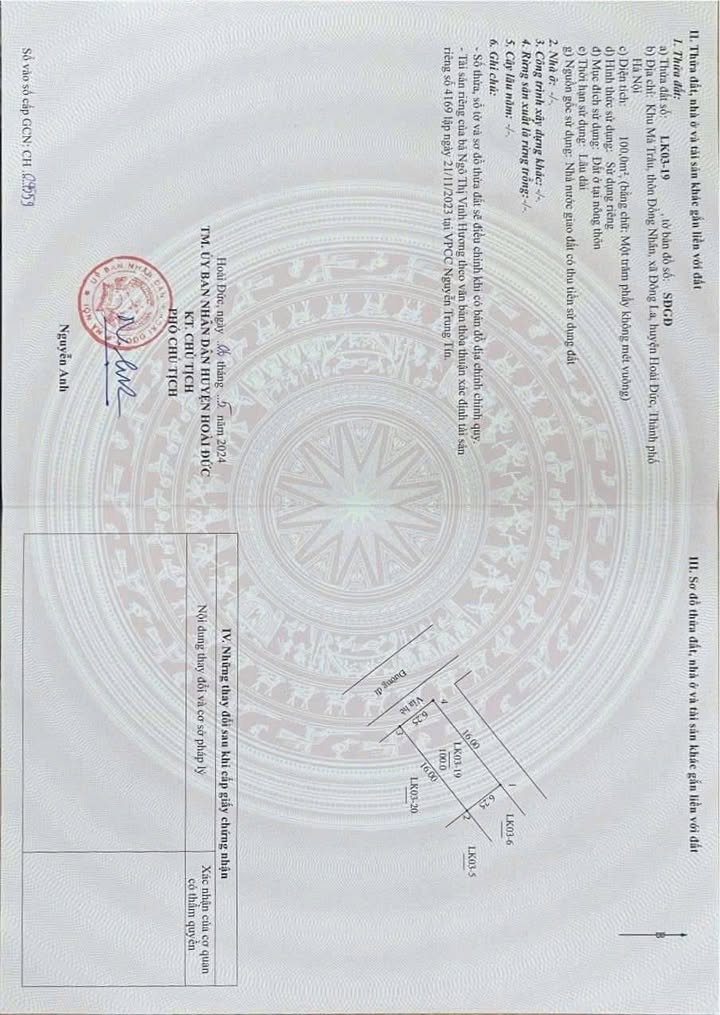 Đất nền lô góc tại Mả Trâu, Hoài Đức - Diện tích 100m² - Giá tốt cho đầu tư!