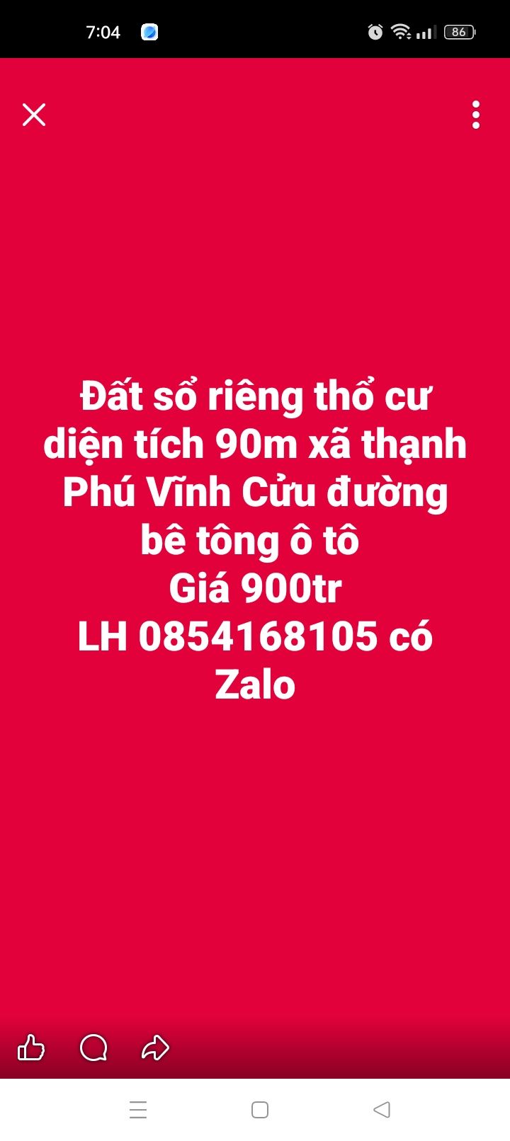Đất thổ cư 90m² xã Thạnh Phú Vĩnh Cửu - Sổ đỏ chính chủ chỉ 900 triệu!