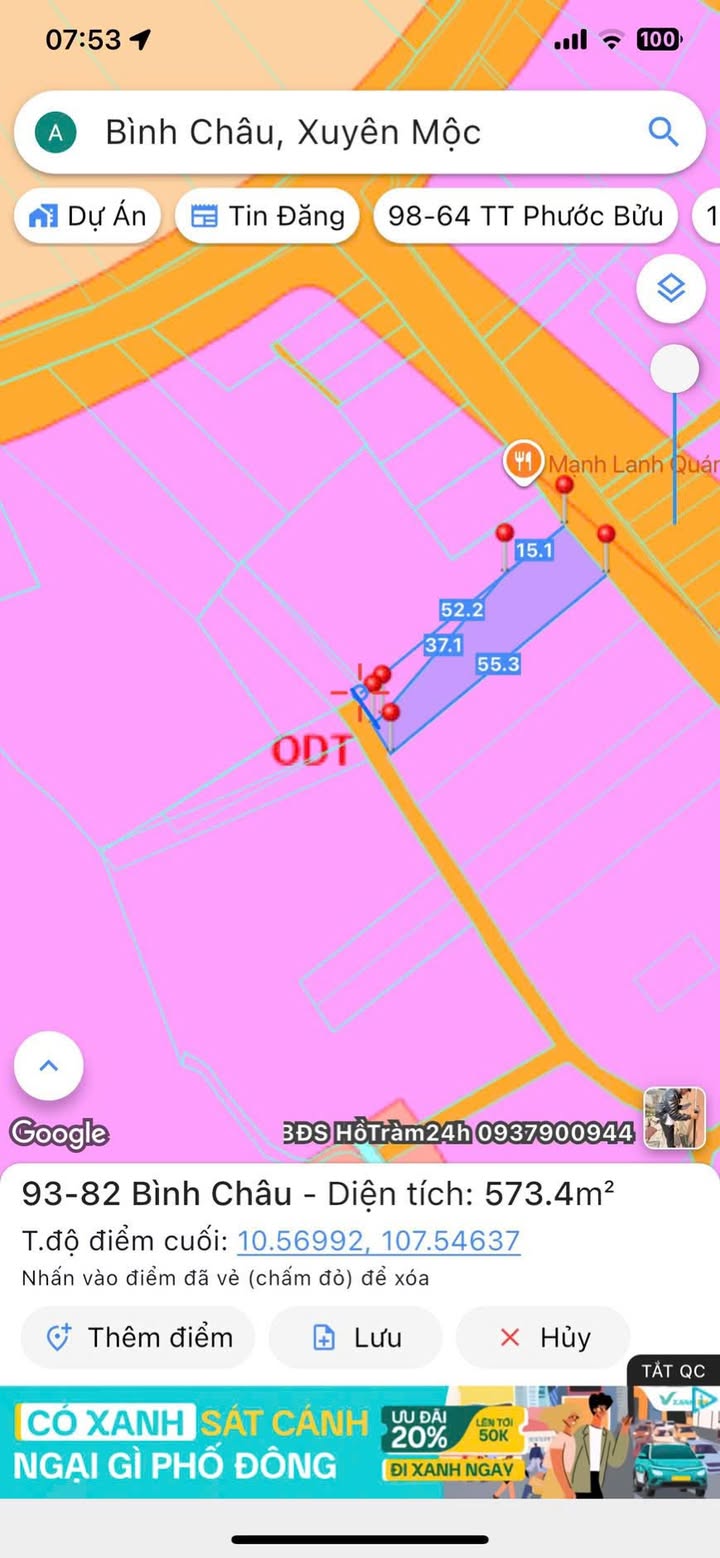 Đất nền Bình Châu - Xuyên Mộc 704m² giá 3 tỷ - Cơ hội đầu tư tuyệt vời!