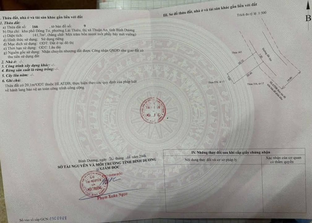 Đất thổ cư Lái Thiêu, Thuận An 141.7m² - Vị trí đắc địa, giá tốt cho đầu tư!