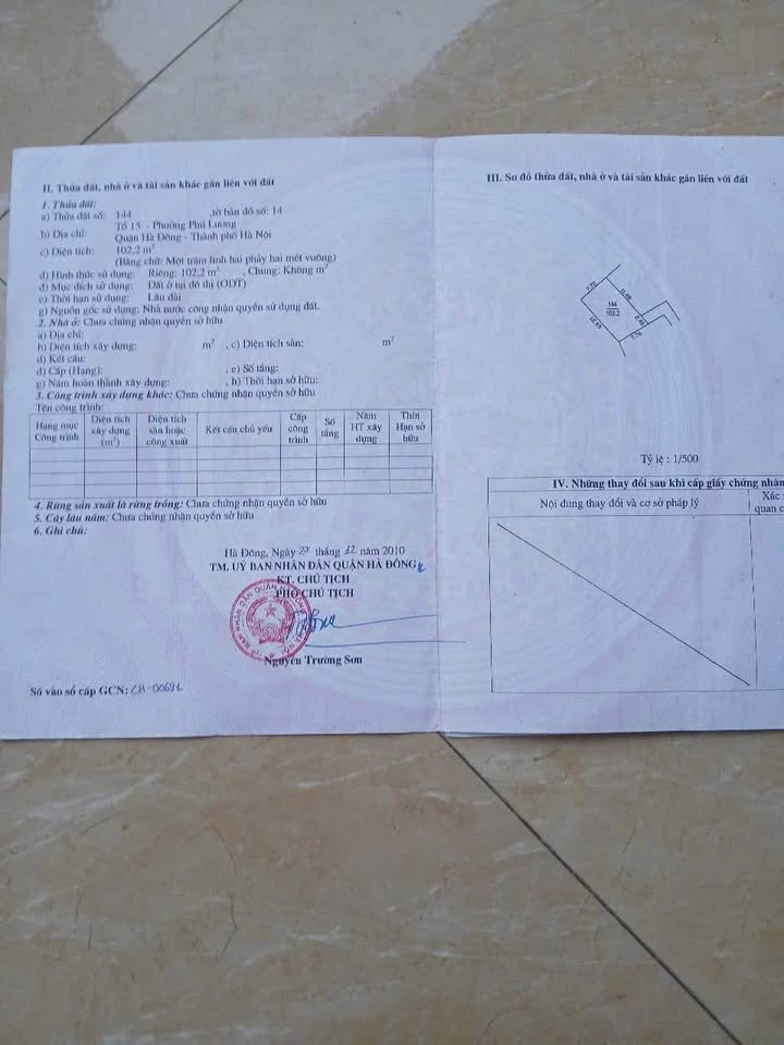 Đất 100m² tặng nhà 3 tầng tại Phú Lương, Hà Đông - Sổ đỏ chính chủ, giá 8 tỷ