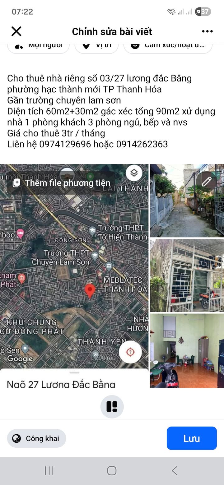 Nhà cho thuê đường Lê Lai, thành phố Thanh Hóa - Gần trường chuyên Lam Sơn!