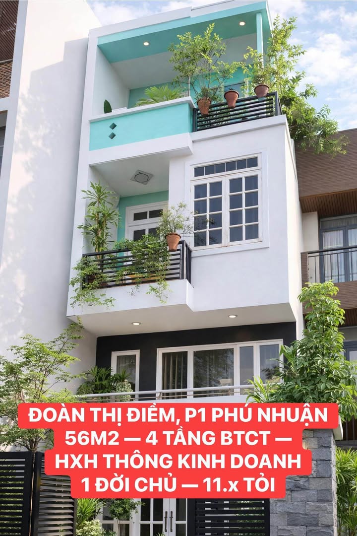 Nhà Đường Đoàn Thị Điểm, Phú Nhuận 56m² giá 11 tỷ - Hẻm xe hơi thông kinh doanh!