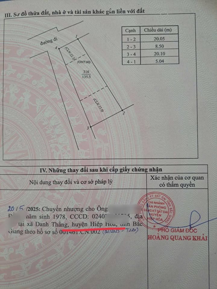 Lô đất góc 2 mặt tiền tại thôn Chớp, xã Hiệp Hòa 135.5m² giá 900 triệu - Đầu tư sinh lời!