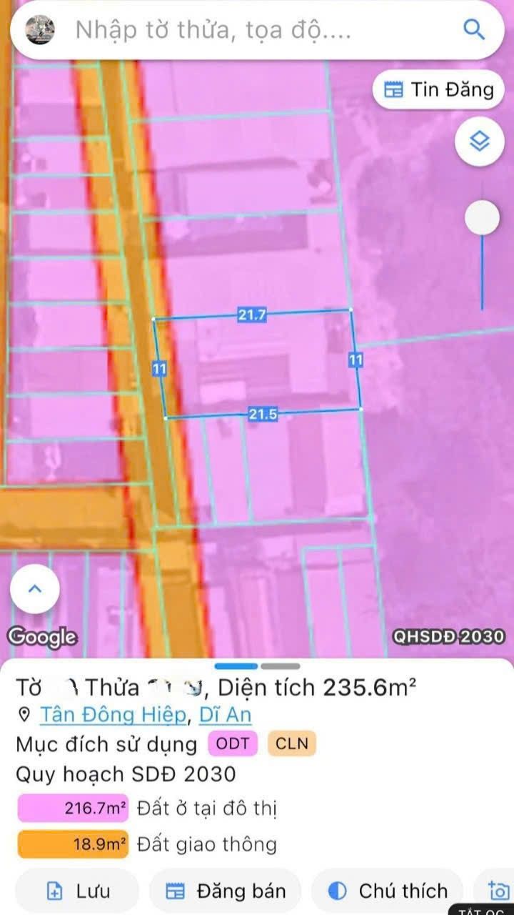 Đất nền Dĩ An 236m² giá 4.5 tỷ - Gần sân vận động tiện lợi!