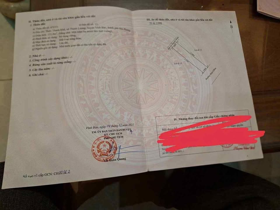 Đất nền Vĩnh Bảo Hải Phòng 135m² giá 2 tỷ - Sổ đỏ chính chủ!