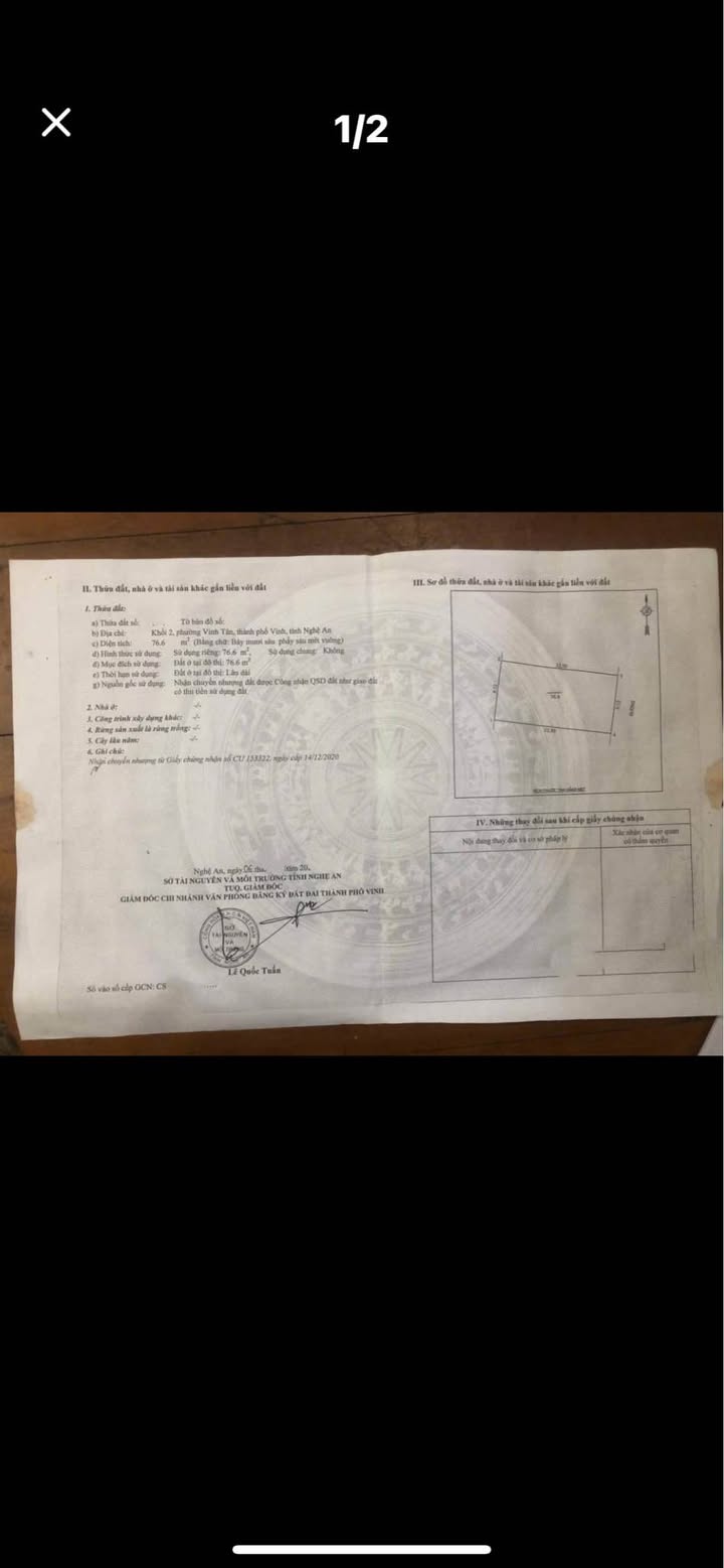 Đất nền Vinh Tân 76.6m² giá 2.95 tỷ - Vị trí đẹp, khu dân cư đông đúc!