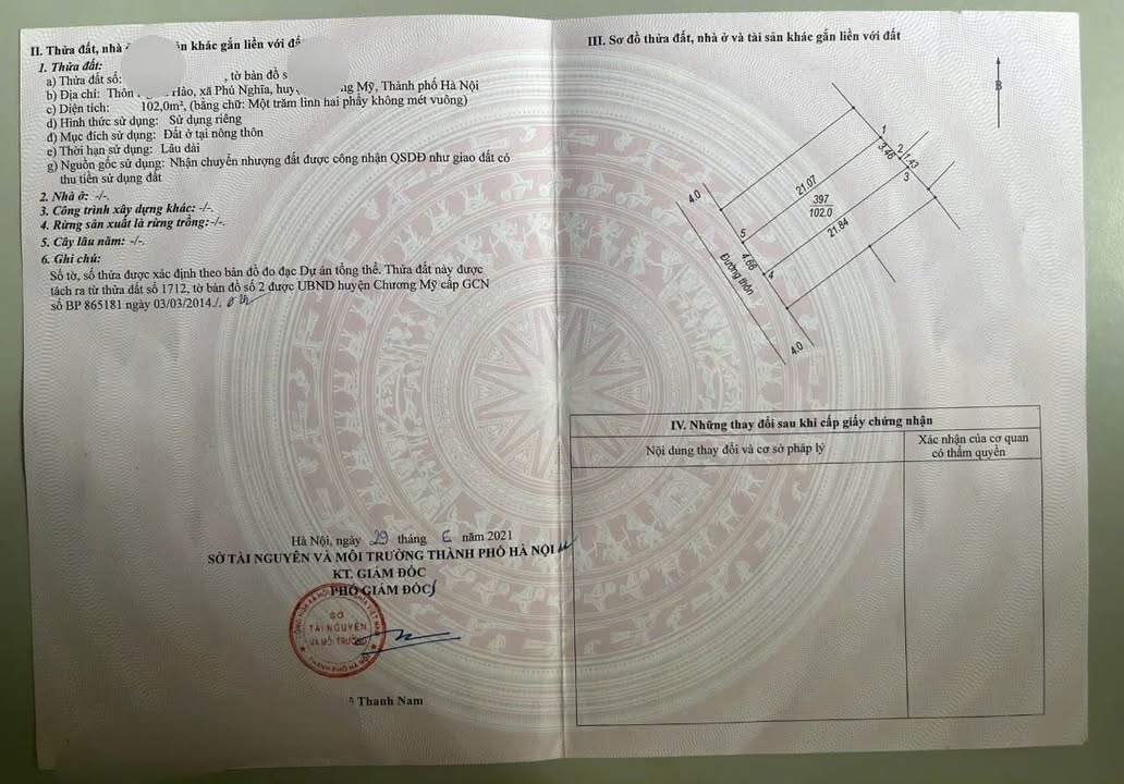 Đất nền Phú Nghĩa Chương Mỹ 102m² giá 4 tỷ - Đầu tư sinh lời ngay!