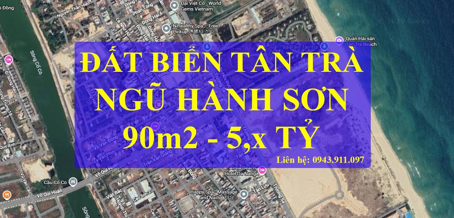 Đất biển Tân Trà Đà Nẵng 90m² chỉ 5 tỷ - Đầu tư sinh lời hấp dẫn!