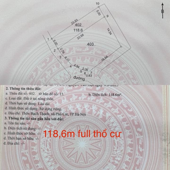 Đất thổ cư Phú Cát, Quốc Oai 118m² giá 2.36 tỷ - Đầu tư sinh lời!