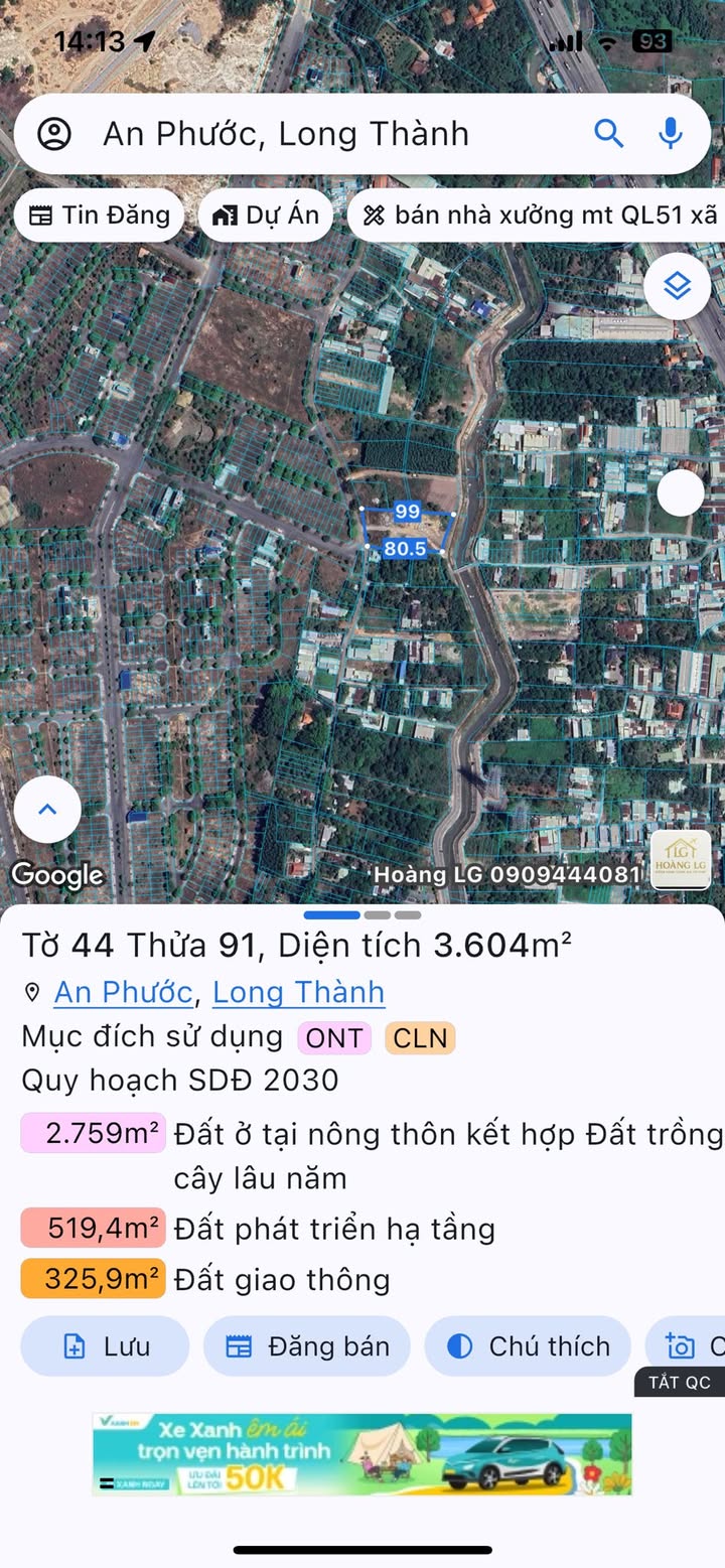 Đất nền xã An Phước 3604m² giá 6.4 triệu/m² - Đầu tư sinh lời ngay!