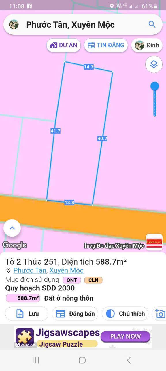 Đất thổ cư Phước Tân, Xuyên Mộc 560m² giá 3 tỷ - Sẵn sàng xây dựng ngay!