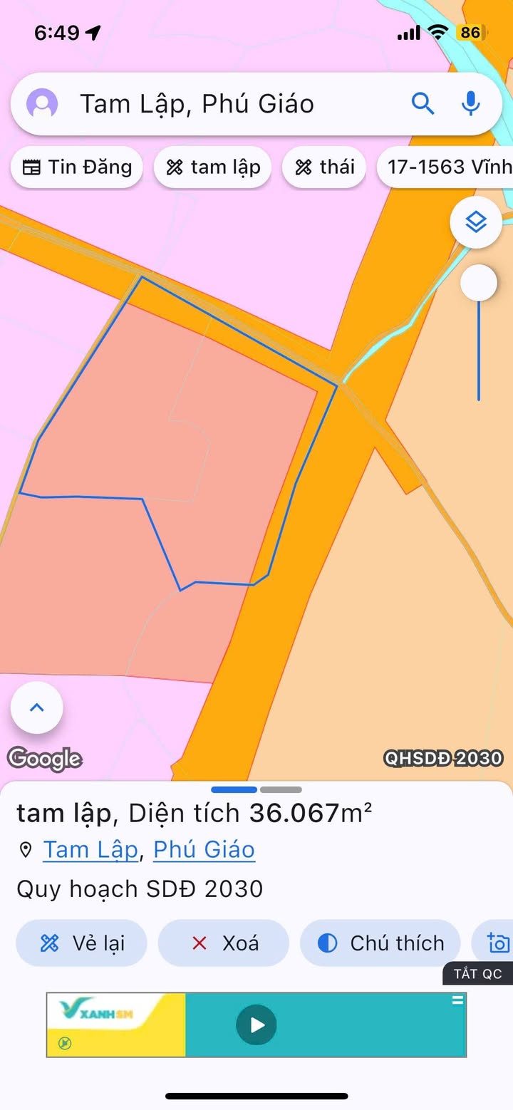 Đất nền Tam Lập, Phú Giáo, 36.000m² giá 90 tỷ - Đầu tư sinh lời vượt trội!