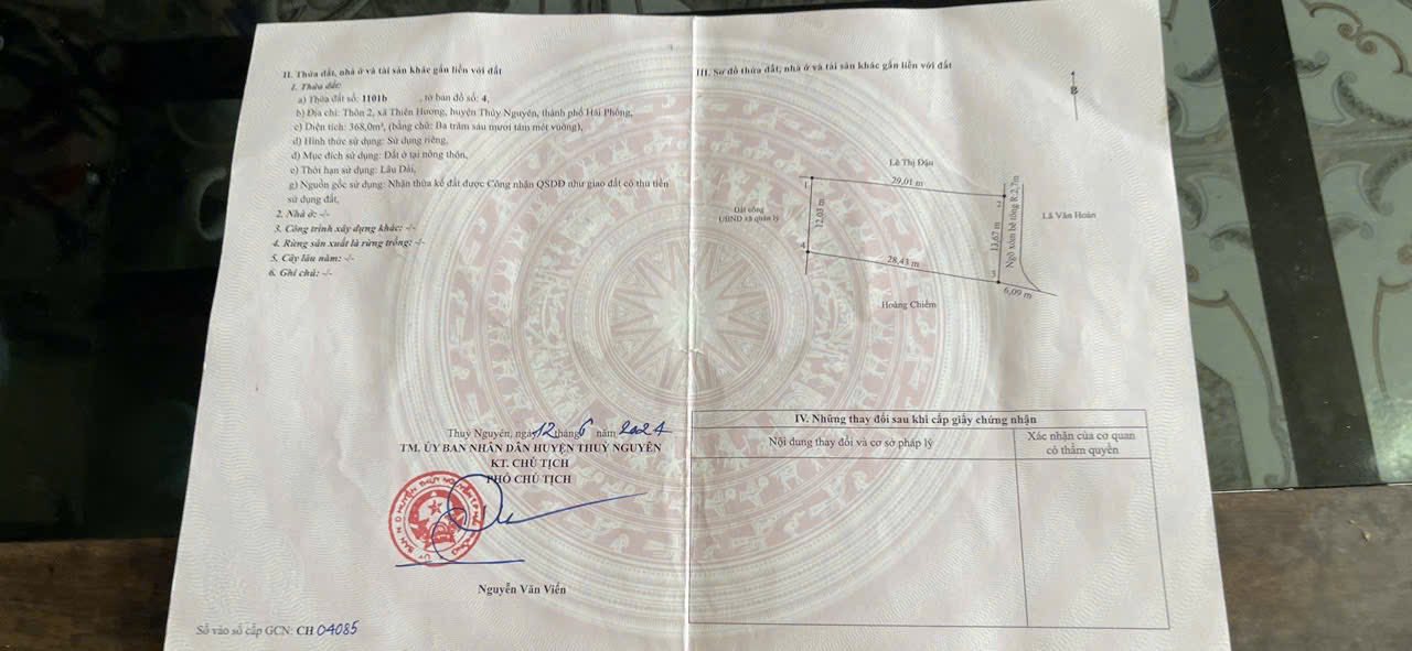 Đất nền Phường Thiên Hương, Thủy Nguyên 368m² giá chỉ 3 tỷ - Đầu tư sinh lời hấp dẫn!