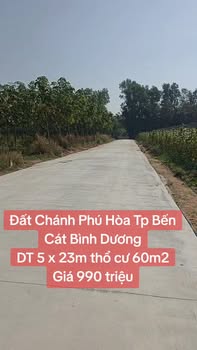 Đất thổ cư Chánh Phú Hòa, Bến Cát, 115m² giá 990 triệu - Đầu tư sinh lời ngay!