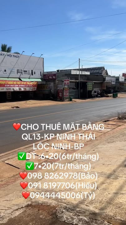Cho thuê mặt bằng kinh doanh Quốc lộ 13, Ninh Thái - Lộc Ninh - 6 triệu/tháng