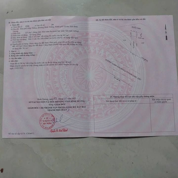 Đất mặt tiền Thống Nhất, Dĩ An 275m² - Cơ hội đầu tư hấp dẫn!