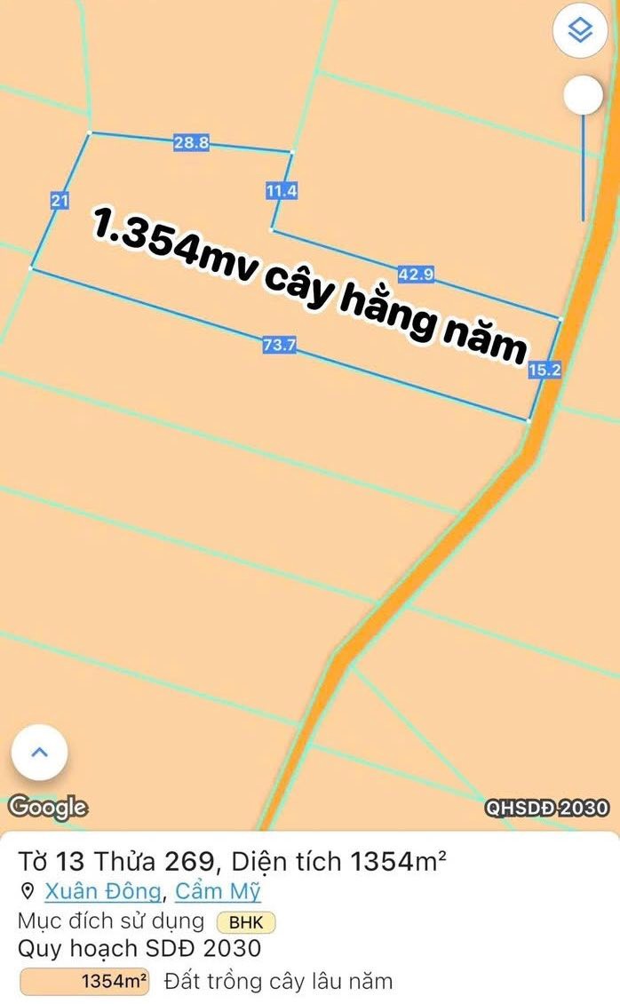 Đất nền 1354m² Xã Xuân Đông Cẩm Mỹ giá chỉ 656 triệu - Cơ hội đầu tư sinh lời!