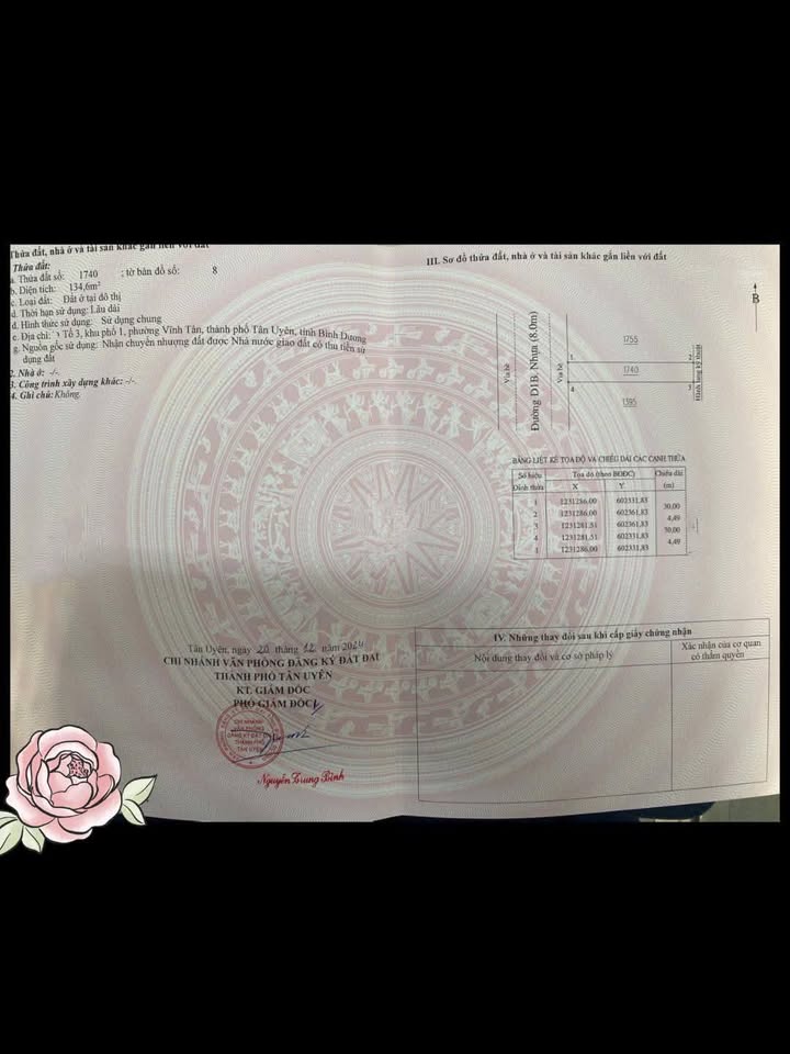 Bán lô đất Vĩnh Tân, Tân Uyên, 135m² - Đối diện TTTM lớn, giá chỉ 1,95 tỷ!