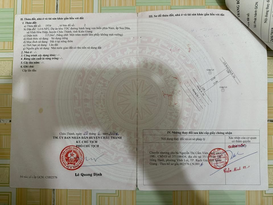 Đất nền khu TĐC ấp Sua Đũa, Vĩnh Hoà Hiệp 115m² giá 1 tỷ - Đầu tư sinh lời hấp dẫn!