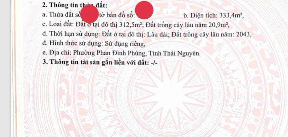 Đất lô 3 đường Hoàng Văn Thụ Thái Nguyên 333m² - Cơ hội đầu tư hấp dẫn!
