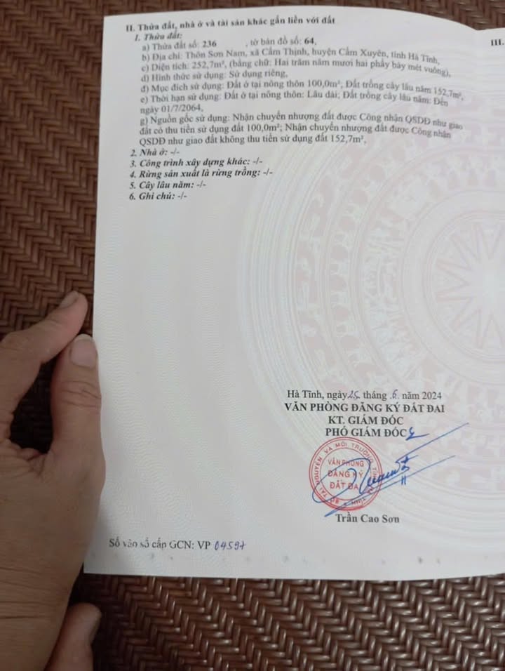 Đất nền Cẩm Thịnh, Cẩm Xuyên 252m² giá thỏa thuận - Cơ hội đầu tư hấp dẫn!