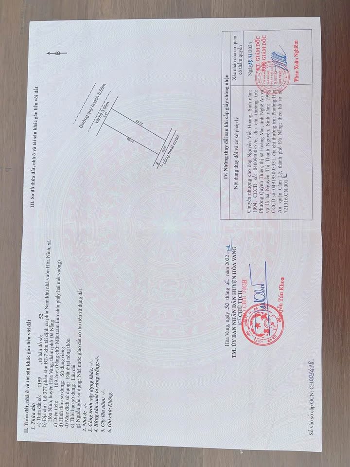 Lô đất Hòa Ninh - Hòa Vang 109m² giá 1.82 tỷ - Cơ hội đầu tư hấp dẫn!