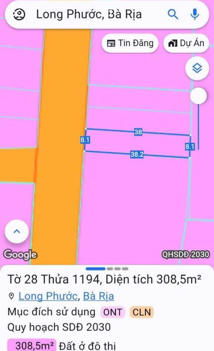 Đất nền 308m² tại đường 66, xã Long Phước, Bà Rịa - Vũng Tàu giá 2,5 tỷ - Đầu tư sinh lời ngay!