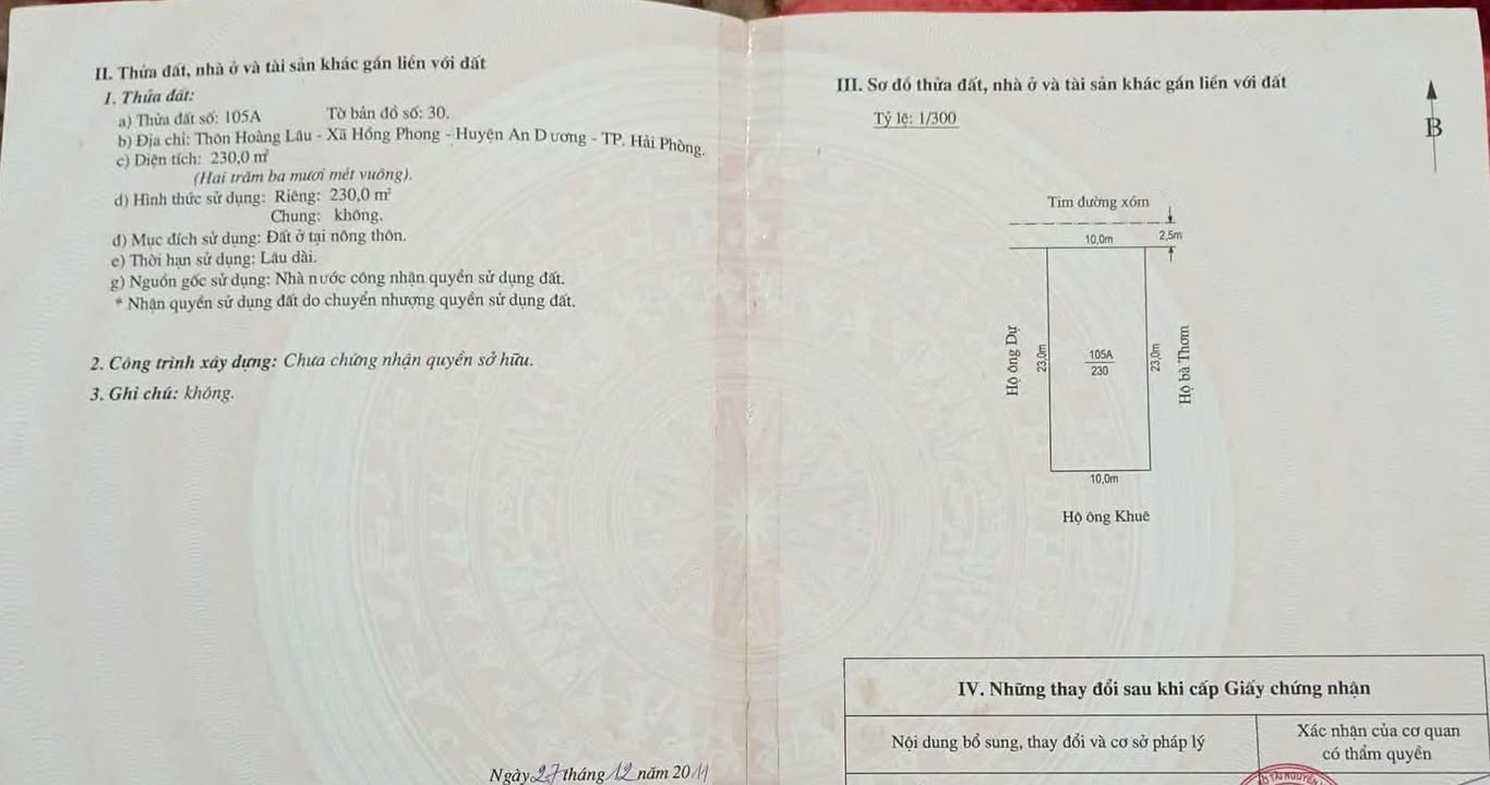 Đất nền khu dân cư Hoàng Lâu, An Phong, 230m² giá 2.3 tỷ - Đầu tư sinh lời ngay!