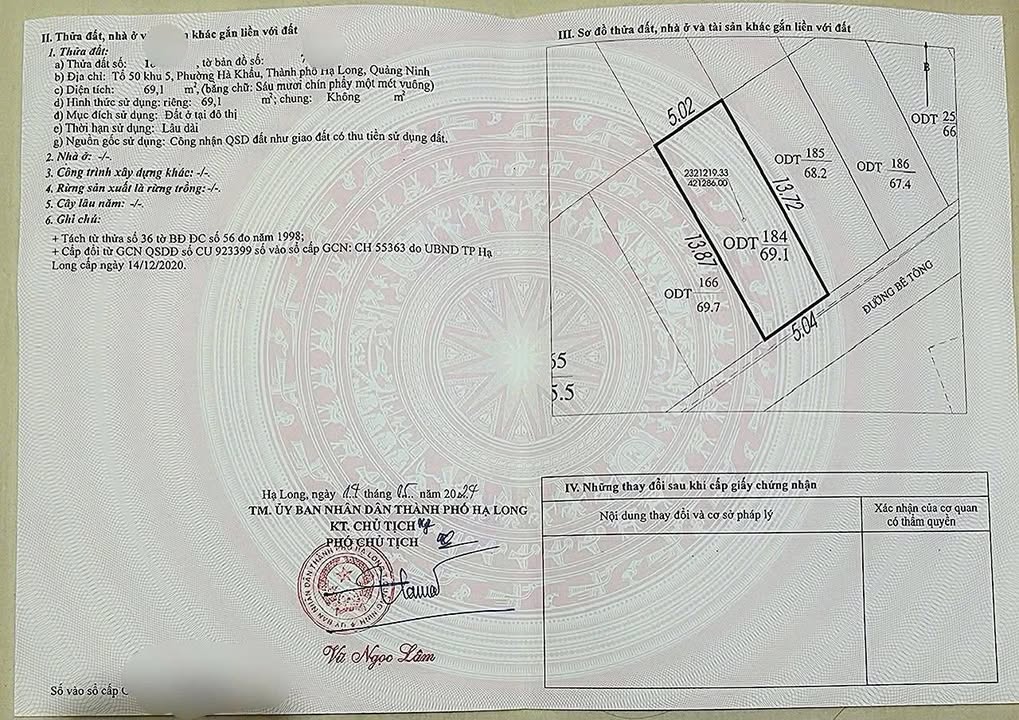 Đất nền Hạ Long 69m² giá 1 tỷ - Mặt tiền rộng, gần chợ trường học!