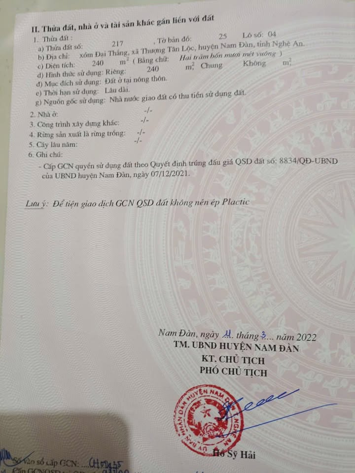 Đất nền Thượng Tân Lộc, Nam Đàn 240m² - Đầu tư sinh lời ngay!