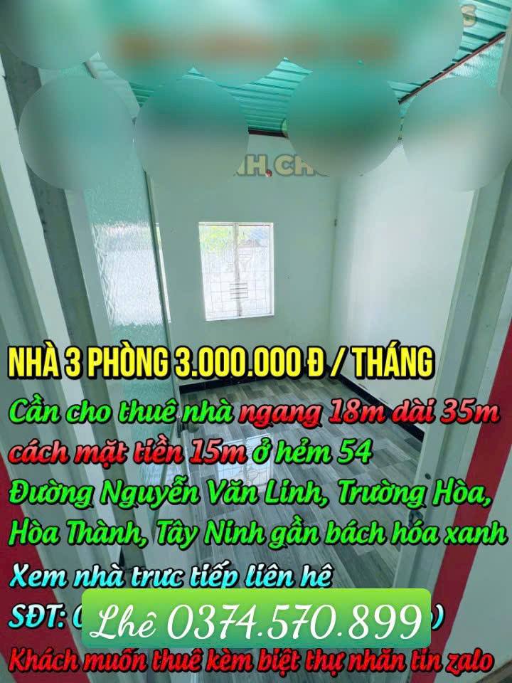 Nhà nguyên căn 3 phòng ngủ tại Hòa Thành, Tây Ninh giá 3 triệu - Tiện nghi đầy đủ, sẵn sàng cho thuê!