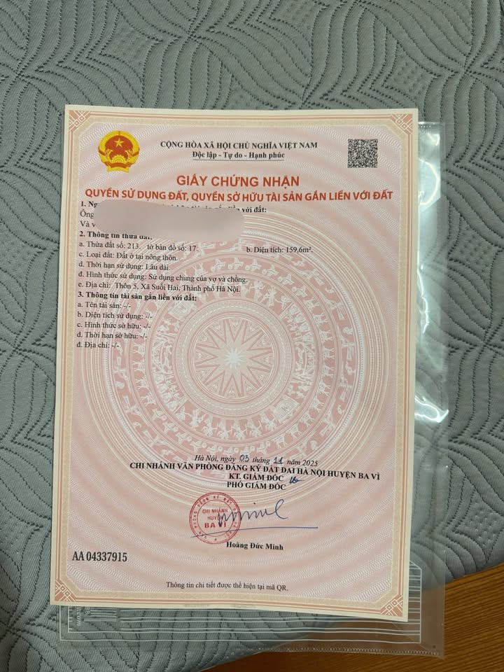 Đất thổ cư 160m² tại Thôn 5, xã Suối Hai, Ba Vì giá chỉ 1.1 tỷ - Đường ô tô tránh nhau, view núi tuyệt đẹp!