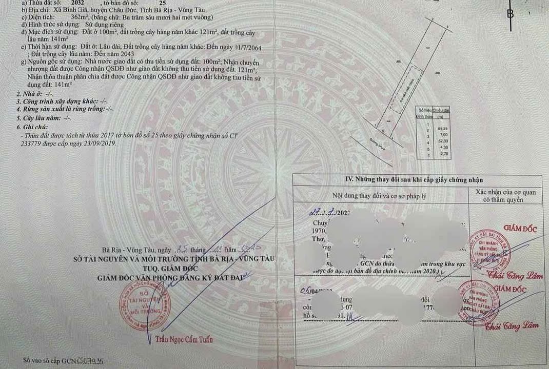 Đất nền 342m² xã Bình Giã, Châu Đức - Giá công chứng chỉ 900 triệu!