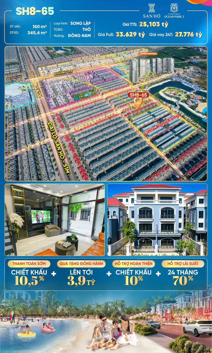 Shophouse Royal Wave Park Văn Giang 160m² giá 25.1 tỷ - Tọa độ danh giá bên biển tạo sóng!