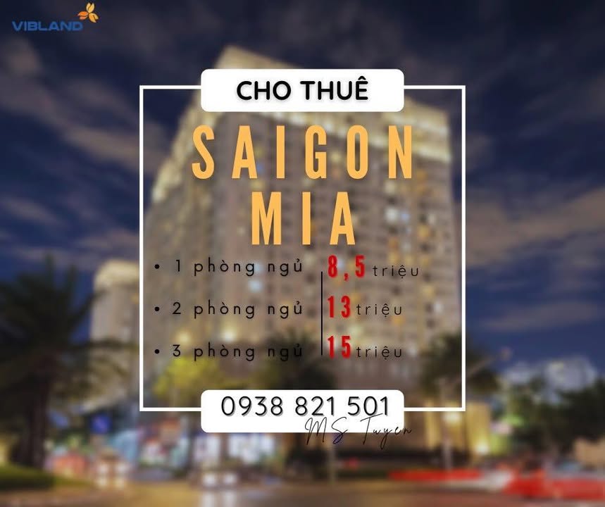 Cho thuê căn hộ Saigon Mia Bình Chánh 1PN/2PN giá chỉ từ 11 triệu - Nhà trống, có máy lạnh!