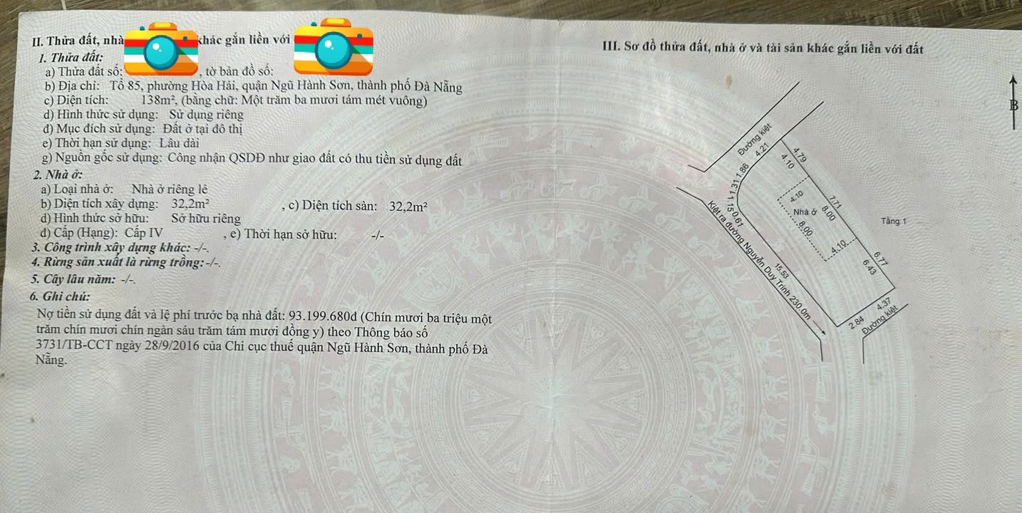 Đất nền Hòa Hải Đà Nẵng 138m² giá 4 tỷ - Cơ hội đầu tư hấp dẫn!