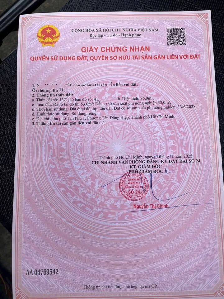 Đất nền mặt tiền đường nhựa Tân Đông Hiệp 86m² giá 2.6 tỷ - Sổ hồng chính chủ, xây dựng tự do!