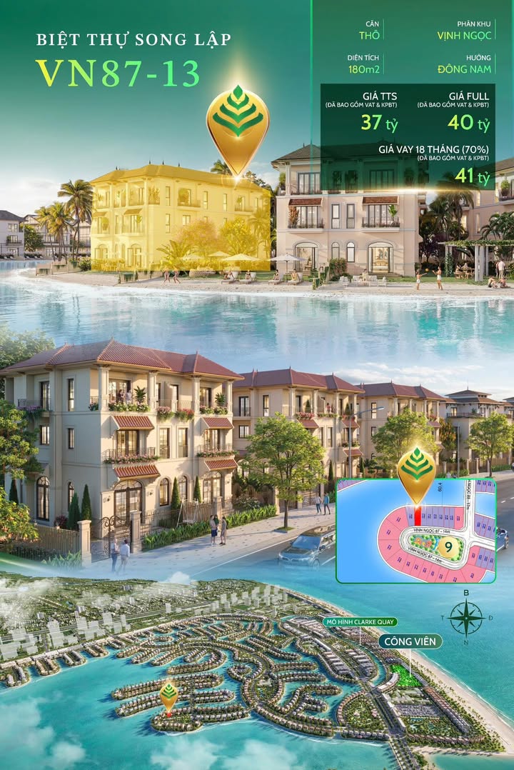 Biệt thự song lập Vinh Ngọc - Cần Giờ 180m² giá 37 tỷ - Cơ hội đầu tư hiếm có!