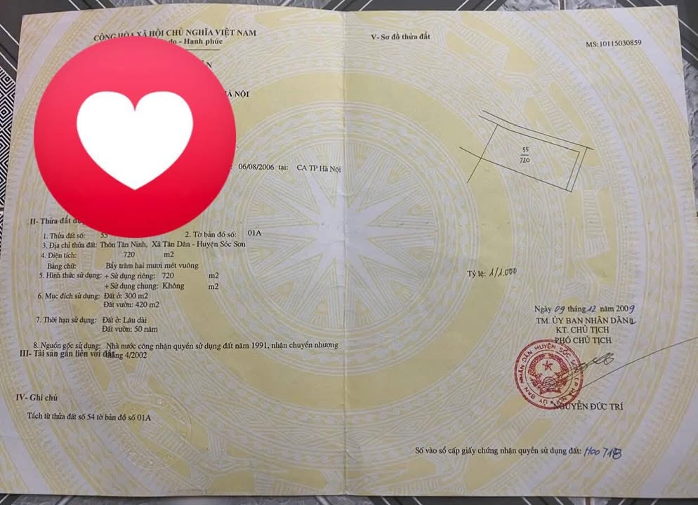 Đất thổ cư 300m² tại Tân Dân, Sóc Sơn, Hà Nội - Giá 15 tỷ, sẵn sàng giao dịch!