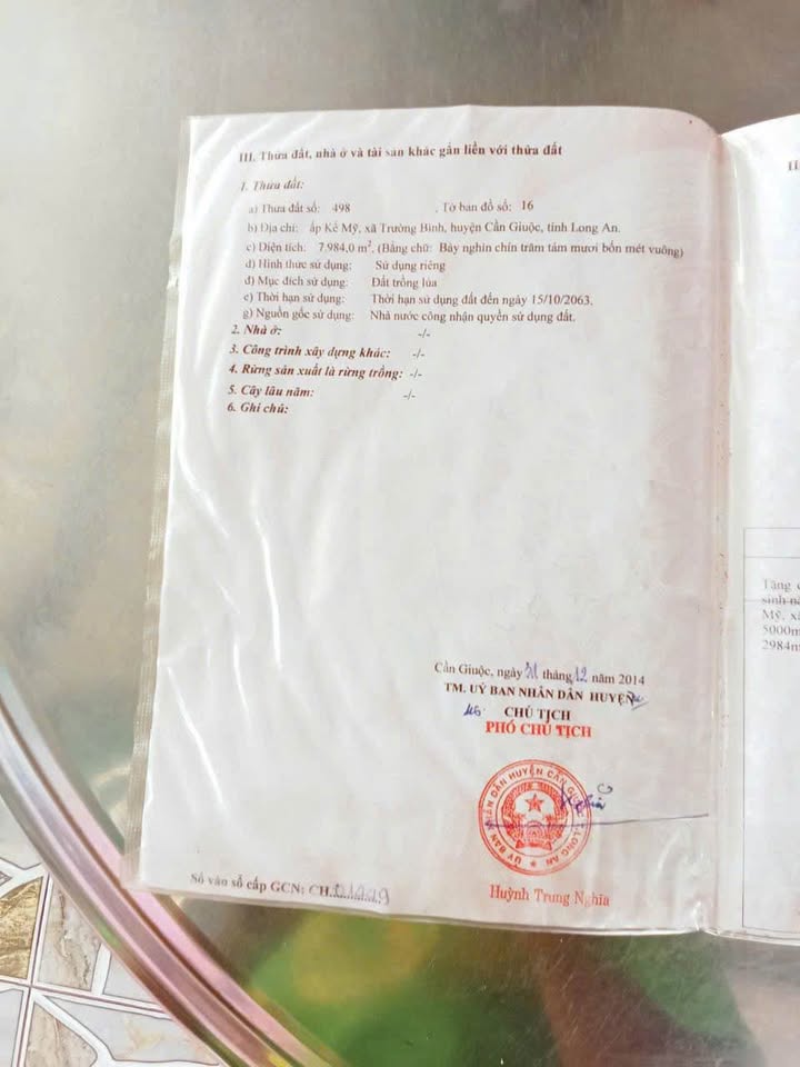 Đất nông nghiệp 1500m² tại xã Mỹ Lộc, Cần Giuộc - Giá chỉ 1.2 tỷ VND!