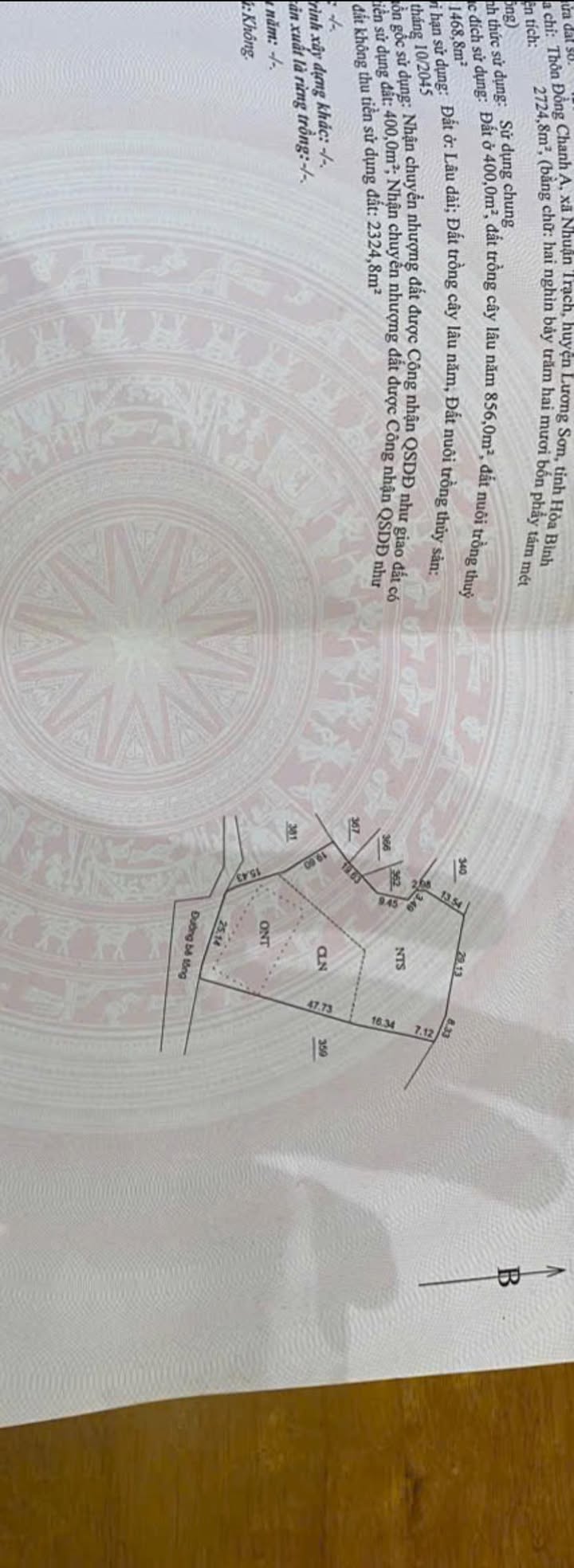 Đất Nhuận Trạch Lương Sơn 2.724m² giá 16.949 tỷ - Hàng hiếm, không có lô thứ 2!