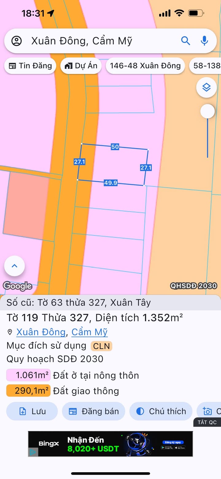 Lô đất mặt tiền Xuân Định - Lâm San 1352m² giá 16.224 tỷ - Cơ hội đầu tư hấp dẫn!