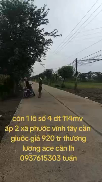 Đất nền chính chủ 114m² tại Phước Vĩnh Tây, Cần Giuộc - Giá chỉ 920 triệu!