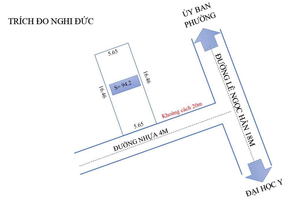 Đất Nghi Đức, TP Vinh 94.2m² giá 2 tỷ - Hướng Đông mát mẻ, dân trí cao!