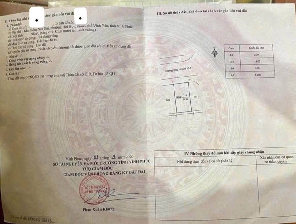 Đất nền Hội Hợp Vĩnh Yên 98m² giá 3 tỷ - Mặt tiền 7m cực đẹp!